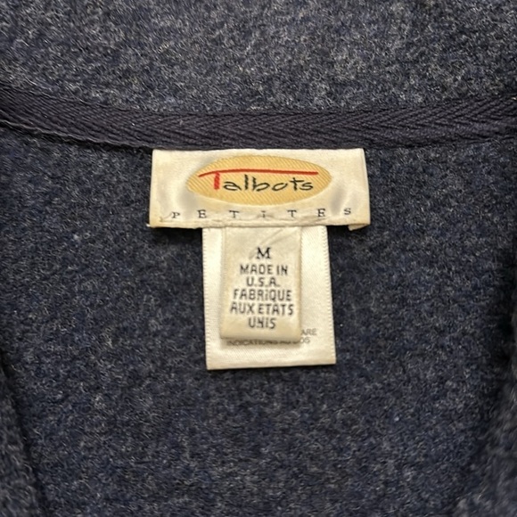 Talbots Medium Petite Zip Up Navy Sweater - Picture 2 of 4